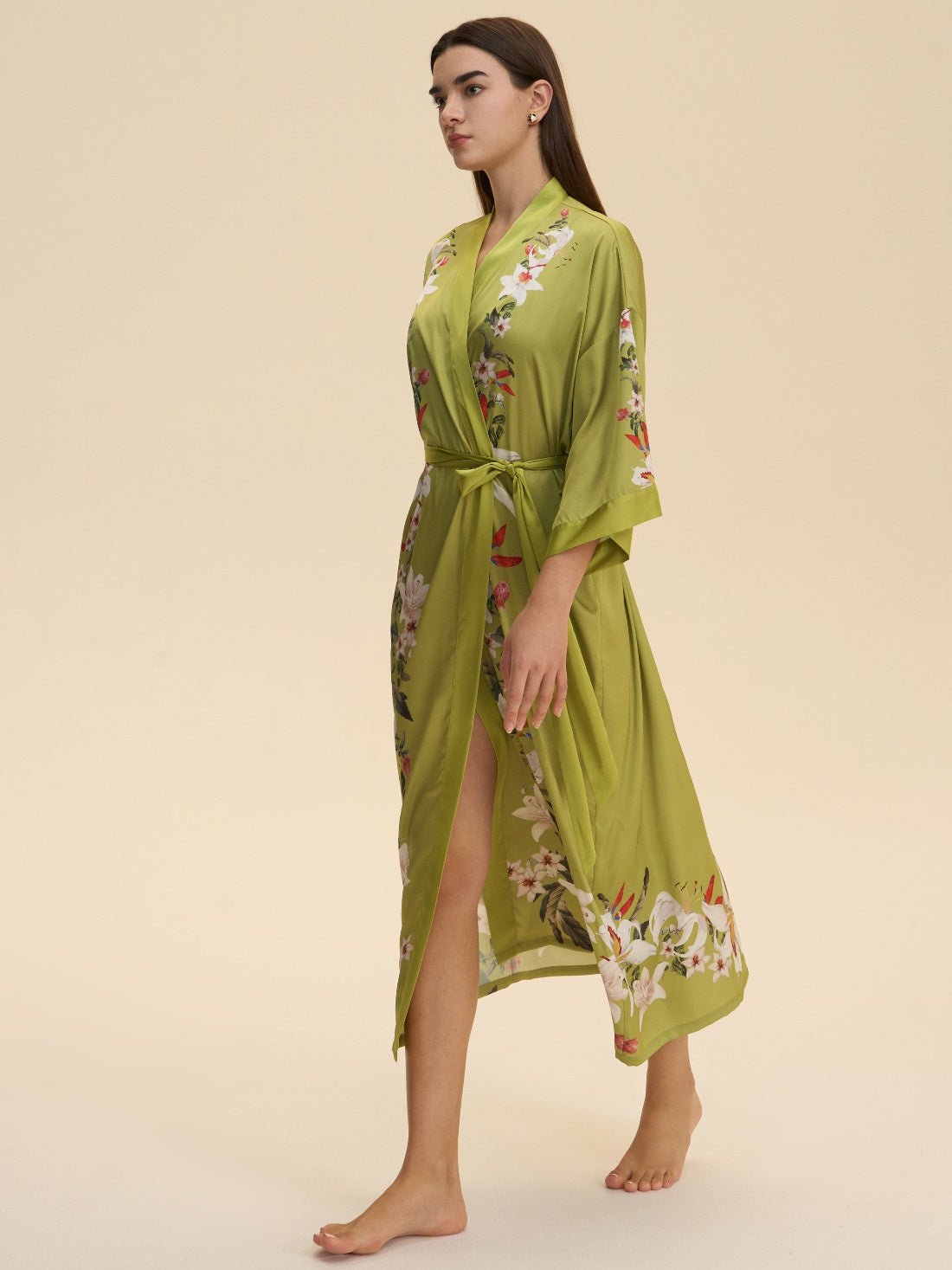 Green Lily Blossom Kimono Robe