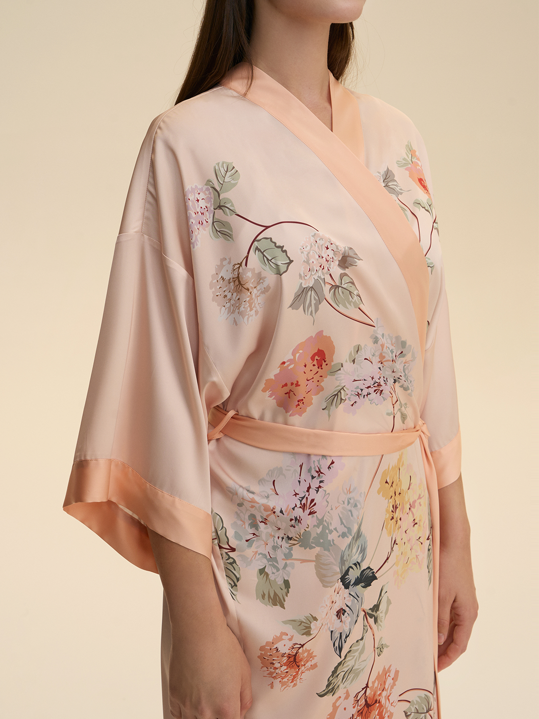 Soft Orange Garden Kimono Robe