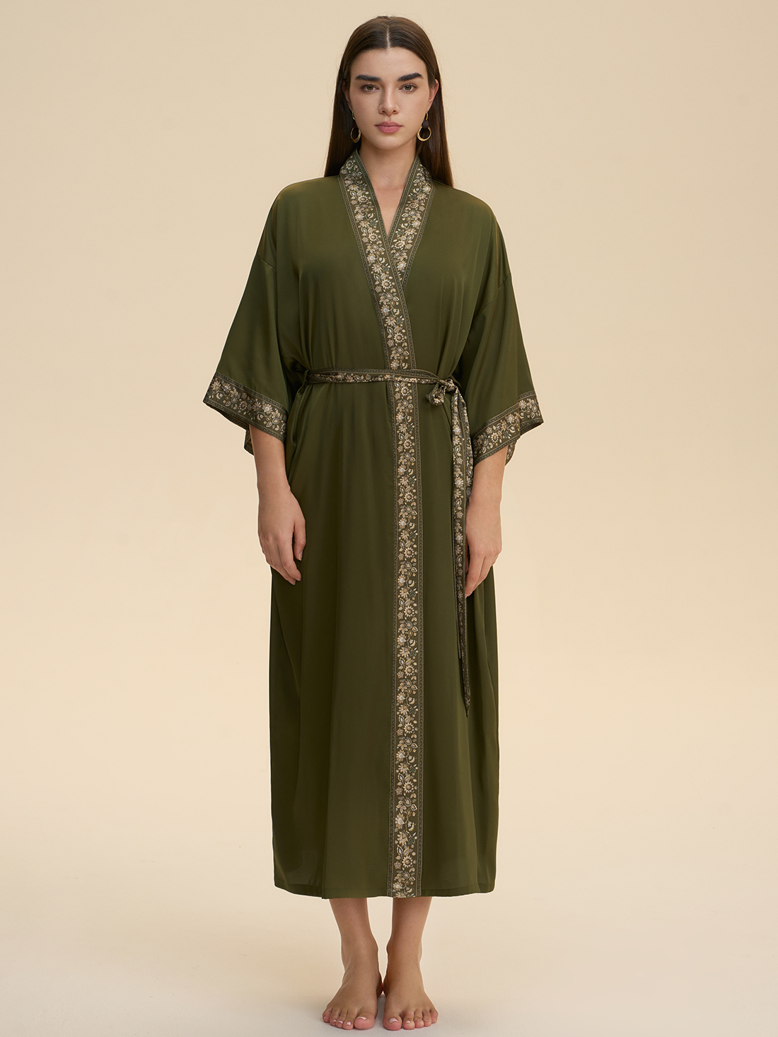 Embellished Flower Kimono Robe