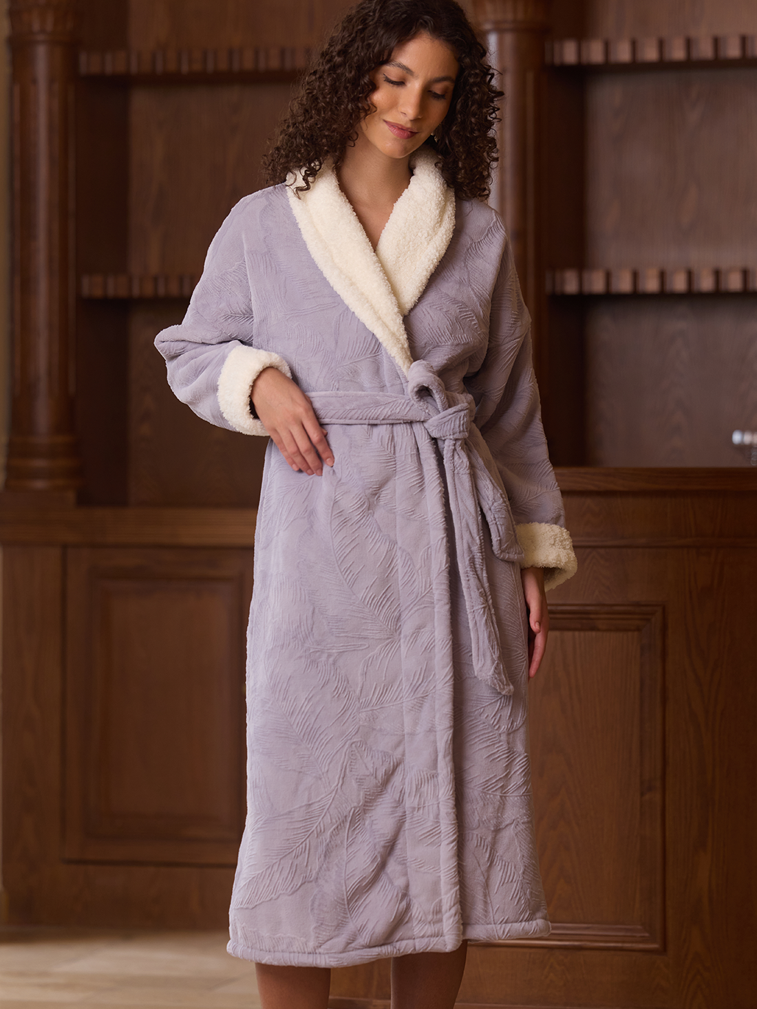 Jacquard Plush Kimono Robe