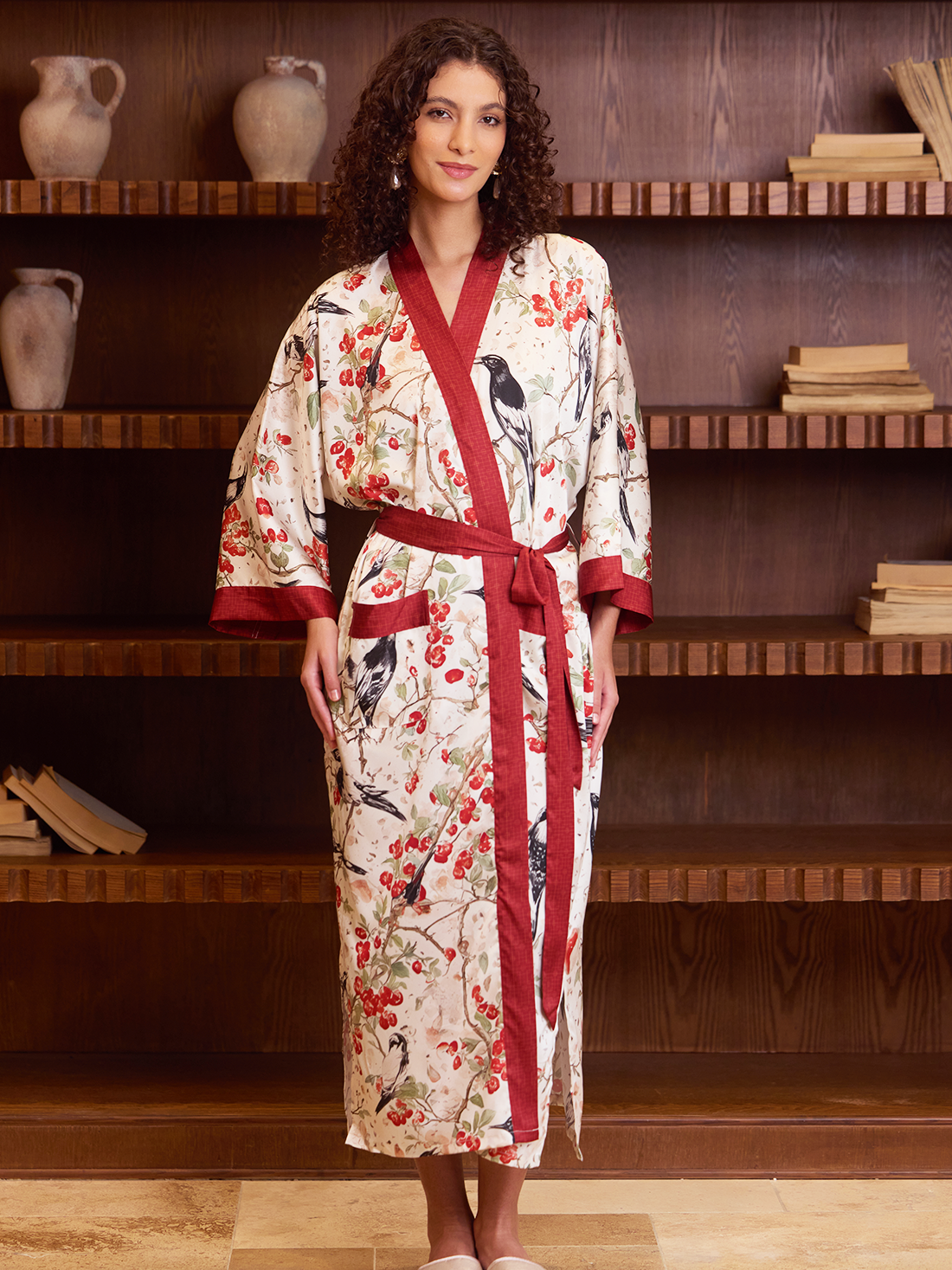 Magpie Garden Kimono Robe