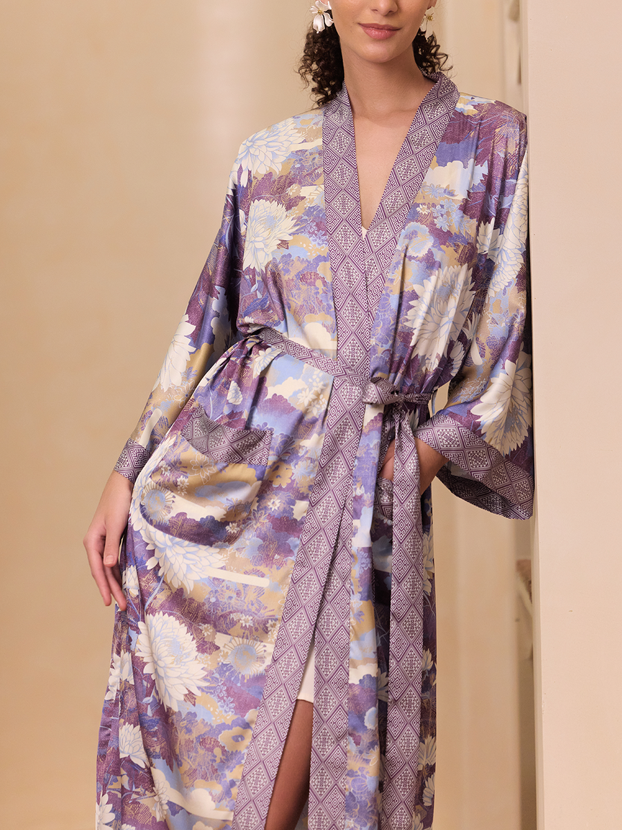 Purple Blossom Mountain Kimono Robe