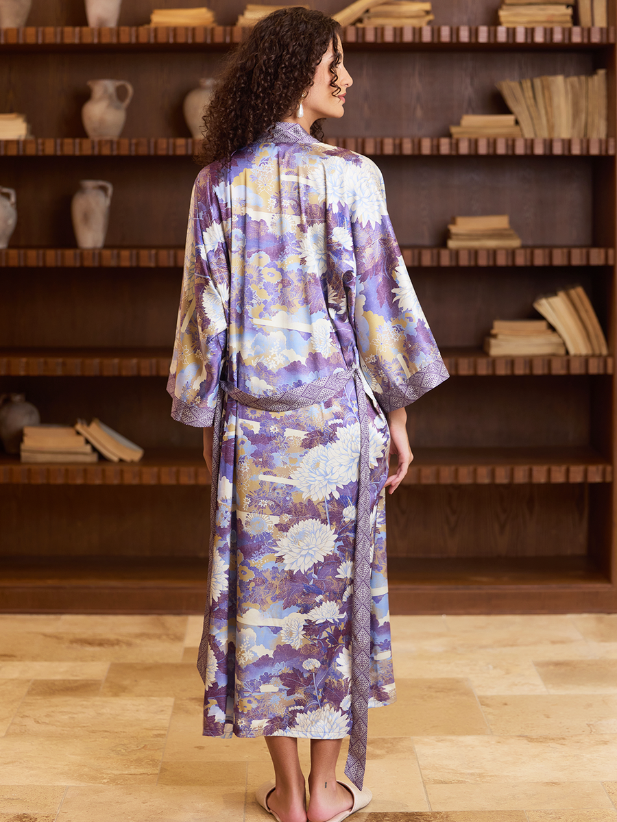 Purple Blossom Mountain Kimono Robe