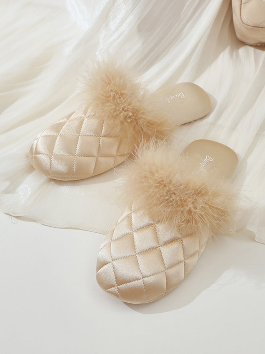 Cozy Fall & Winter Silk Satin Slippers