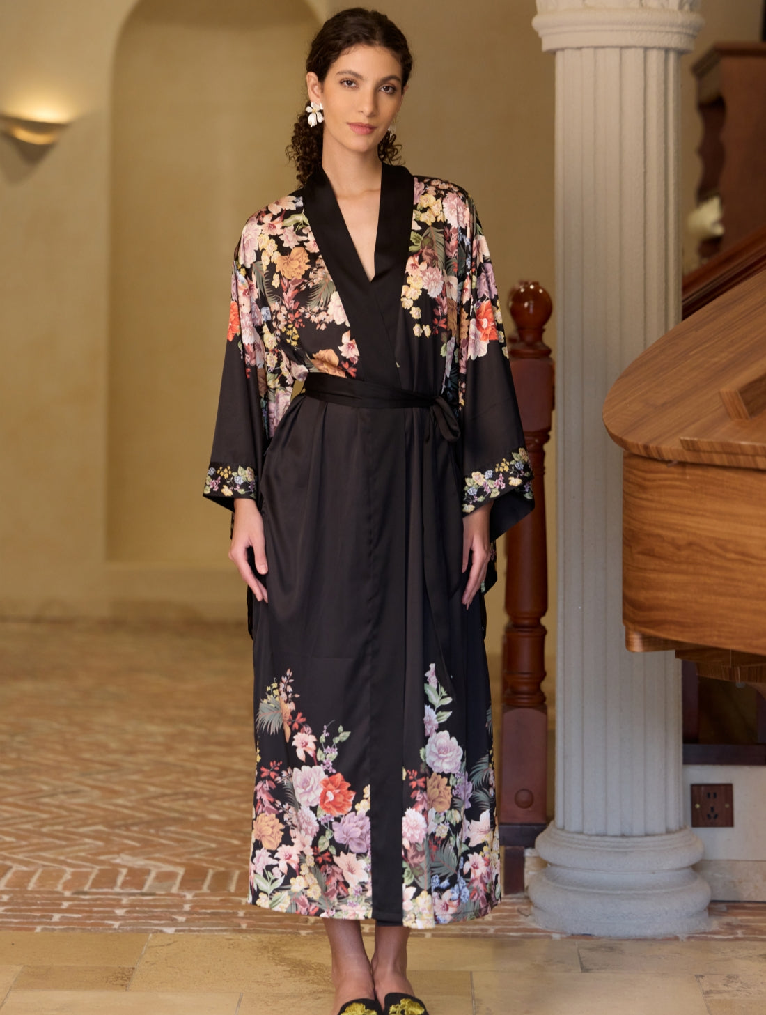 Floral Cluster Kimono Robe