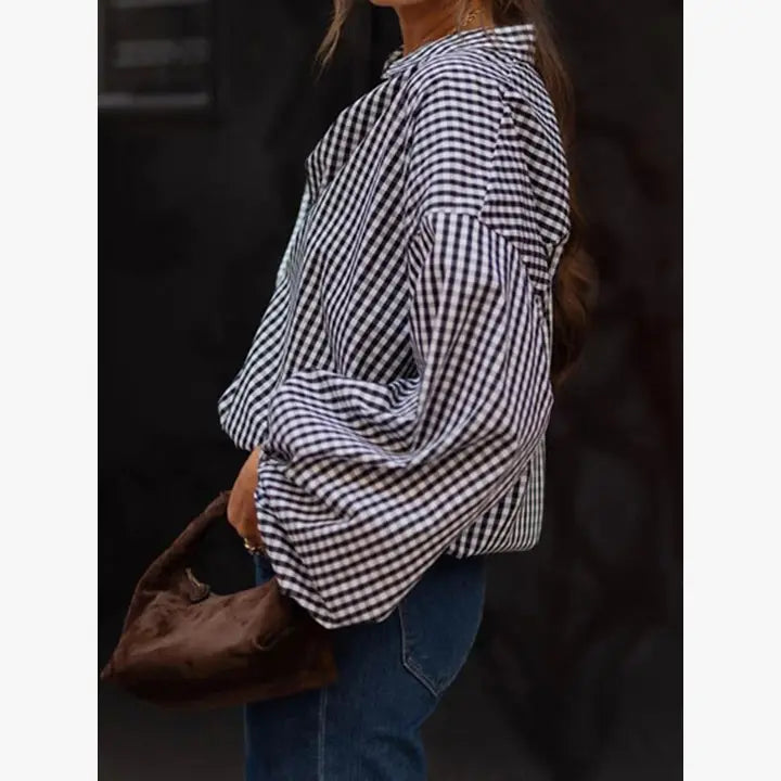 Puff Sleeve Gingham Top