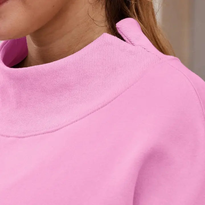 Oversized Mock Neck Top Sweatshirt