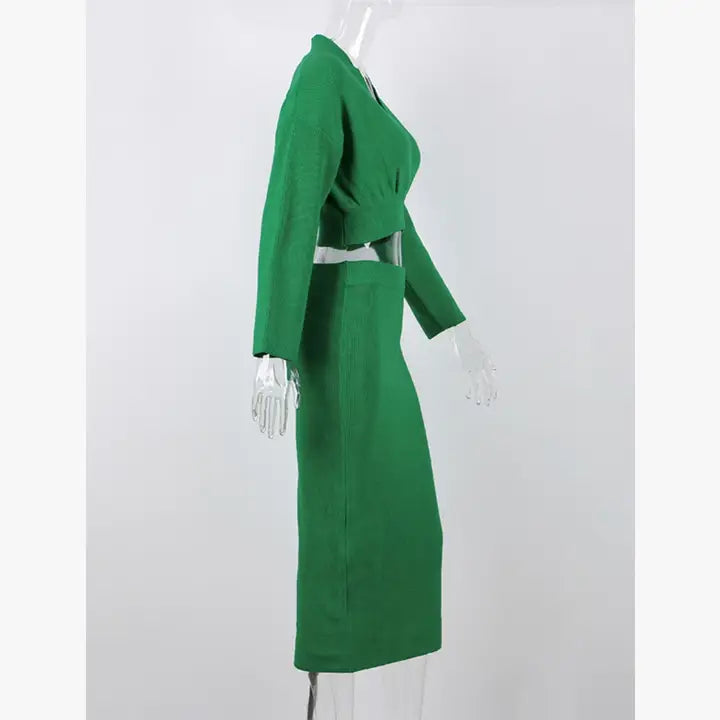 Ribbed Two-Piece Skirt Set with Cropped Top