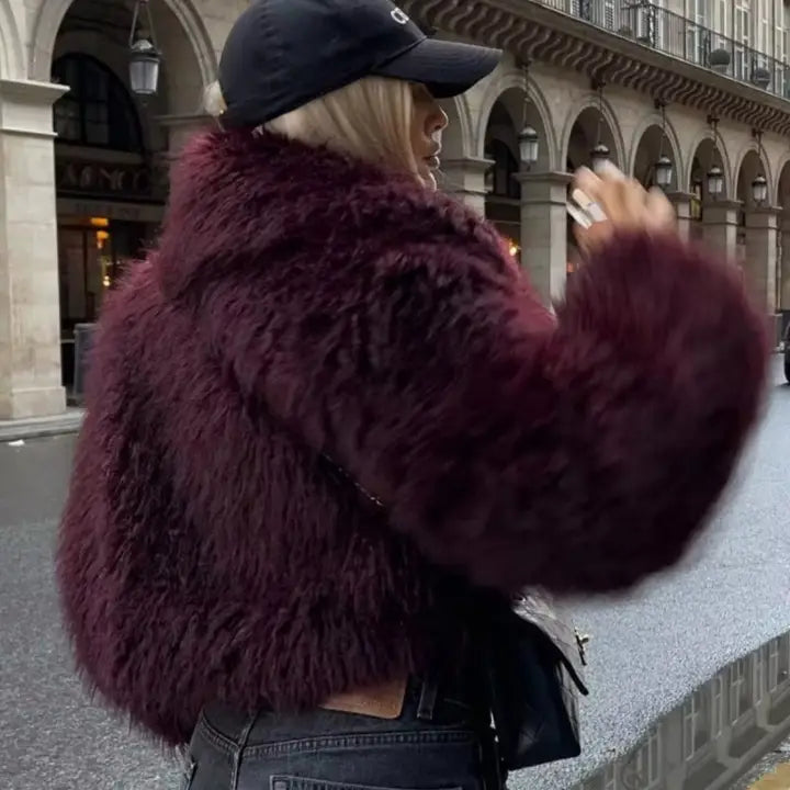 Cropped Faux Fur Jacket
