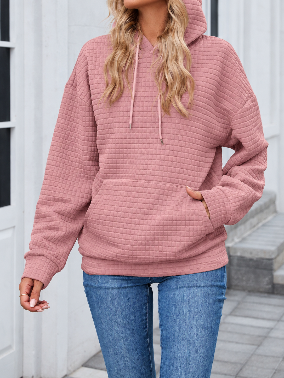 Elevated Textured Kangaroo Pocket Hoodie