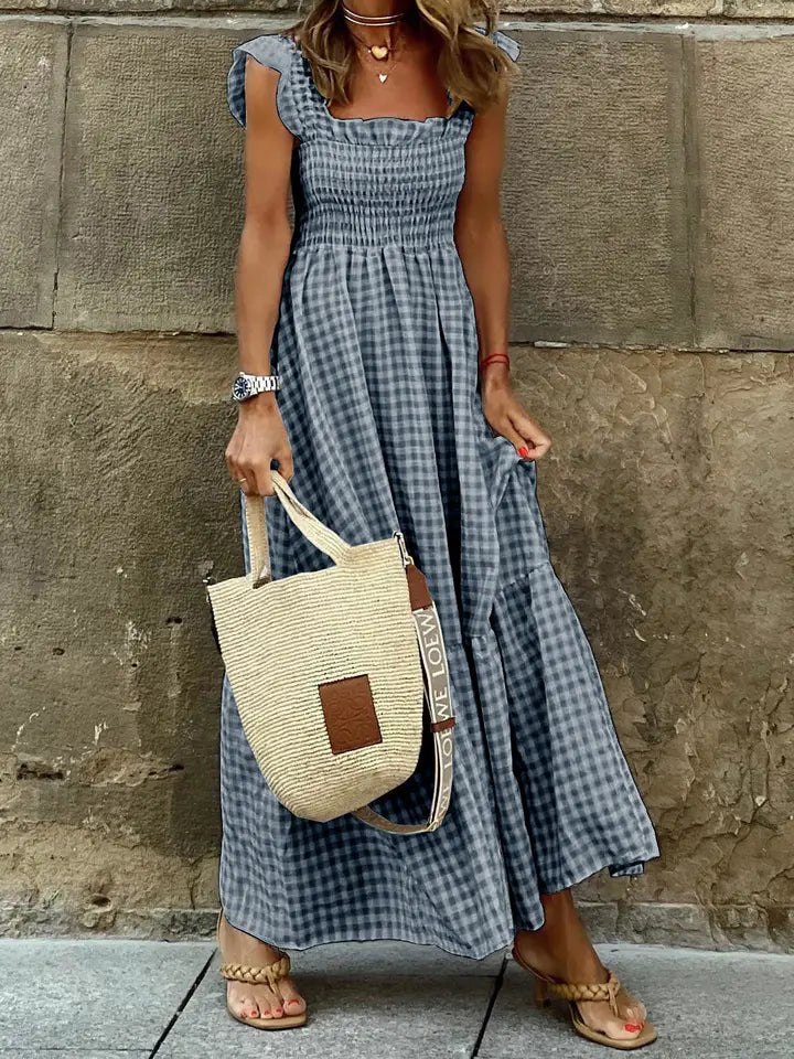 Gingham Smocked Maxi Dress