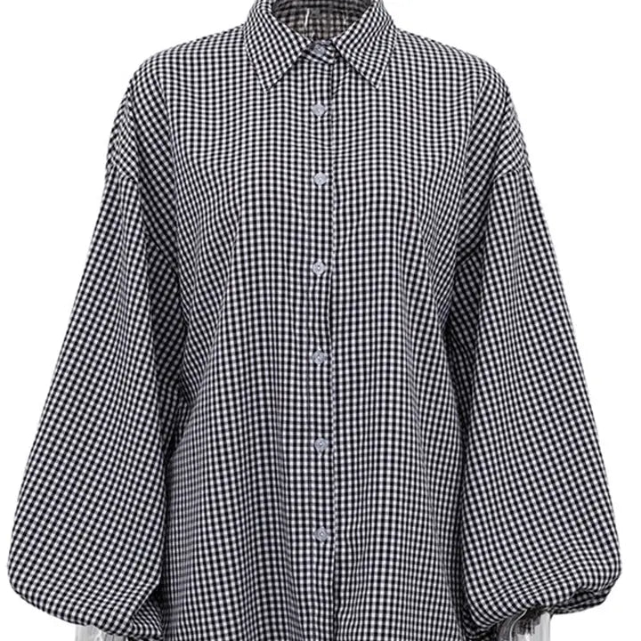 Puff Sleeve Gingham Top