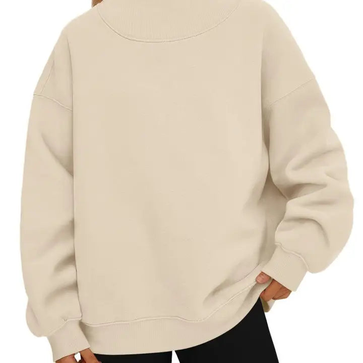 Oversized Mock Neck Top Sweatshirt
