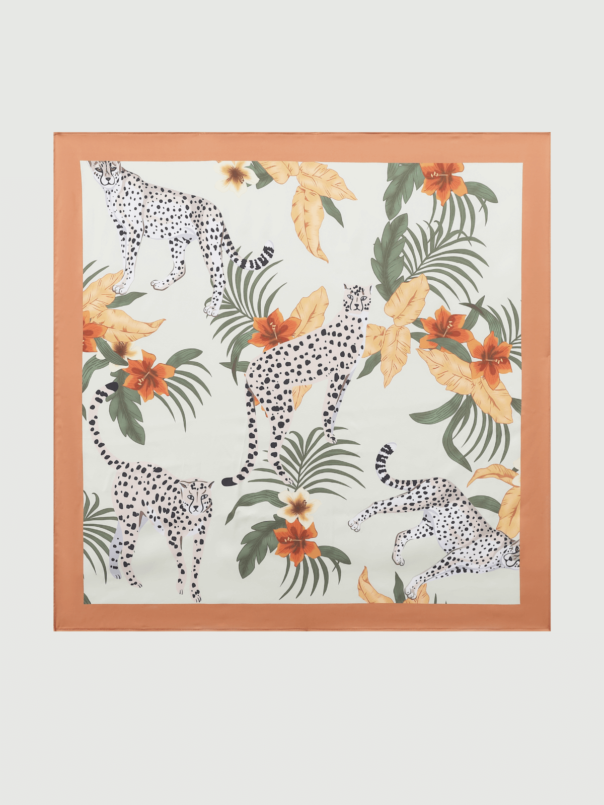 Leopard Charmeuse Floral Square Scarf