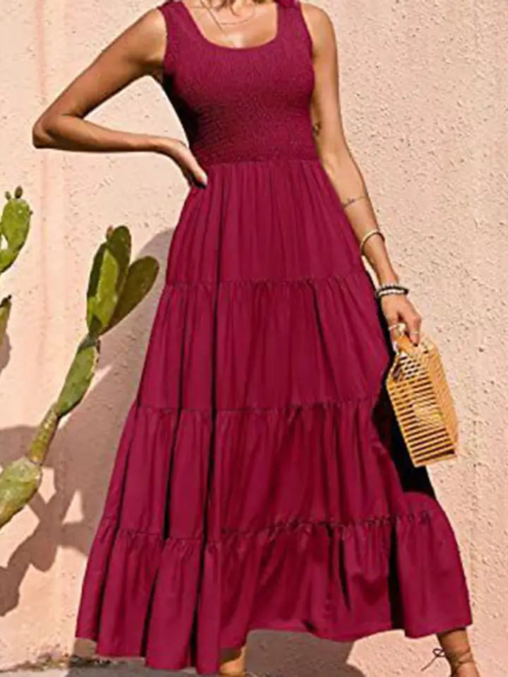 Sleeveless Crochet Tiered Maxi Dress
