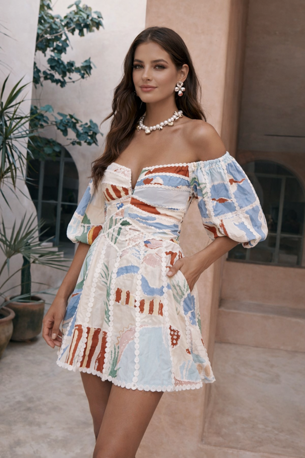 Artistic Graffiti Floral Summer Mini Dress