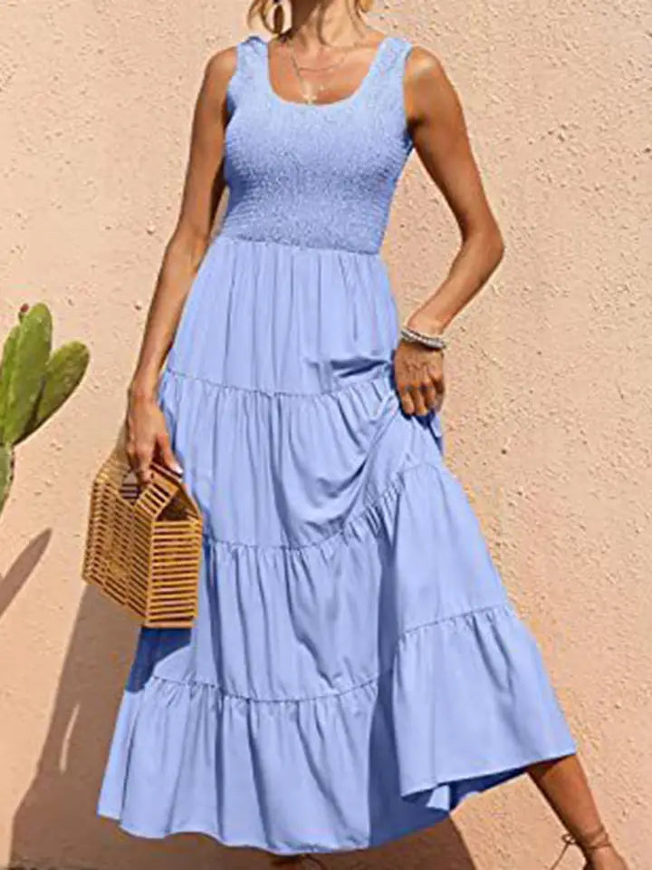 Sleeveless Crochet Tiered Maxi Dress