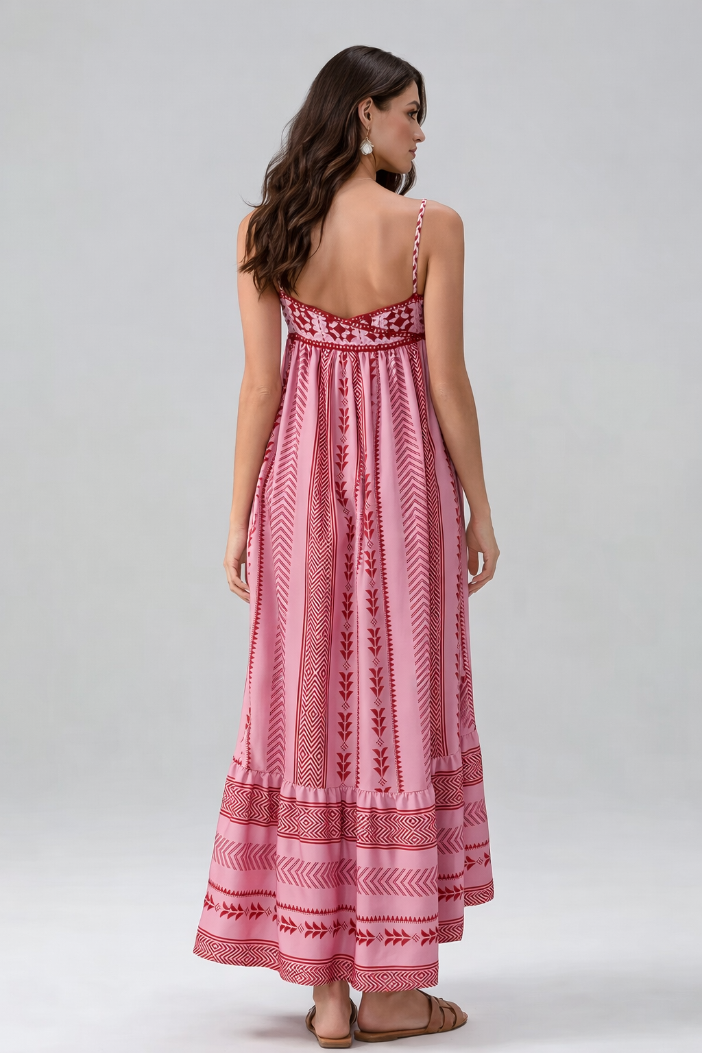 Boho Crochet-Style Patchwork Slip Maxi Dress