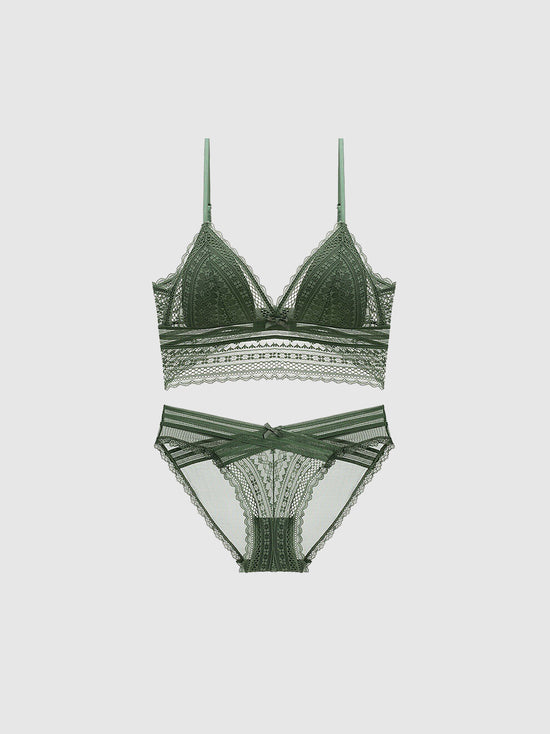 U-Back Lace Triangle Bra Set – Wireless, Lightweight & Elegant – ulivary