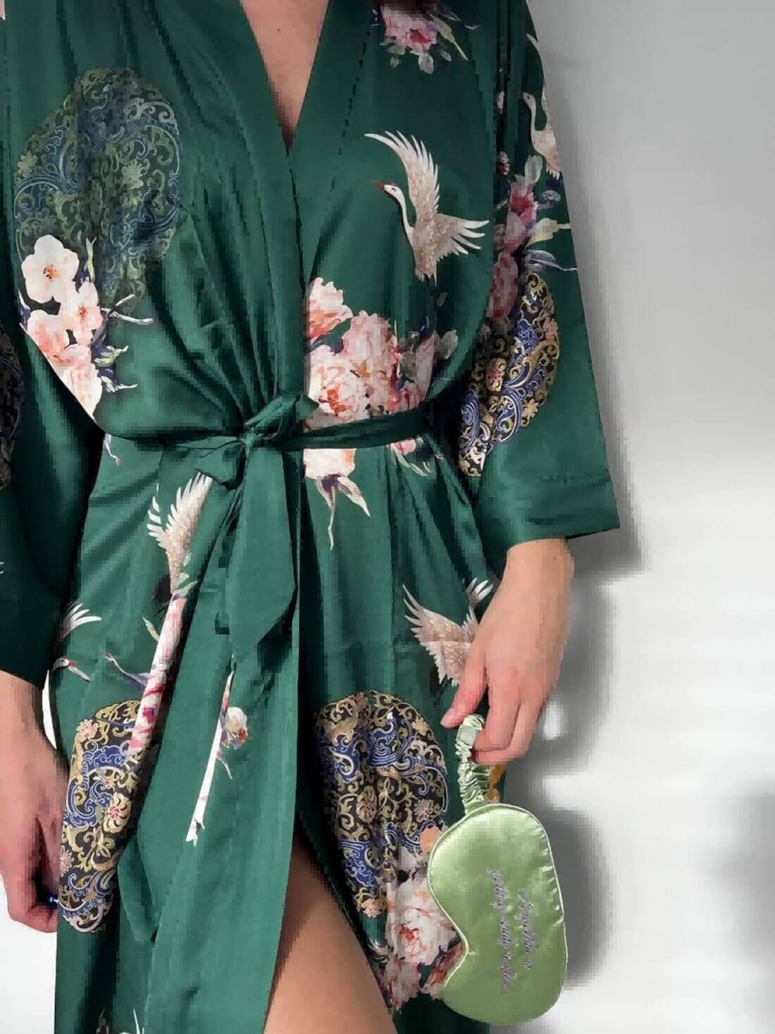 Gere Robe Green Floral Robe Kimono | Luxury Female Dressing Gown - Ulivary
