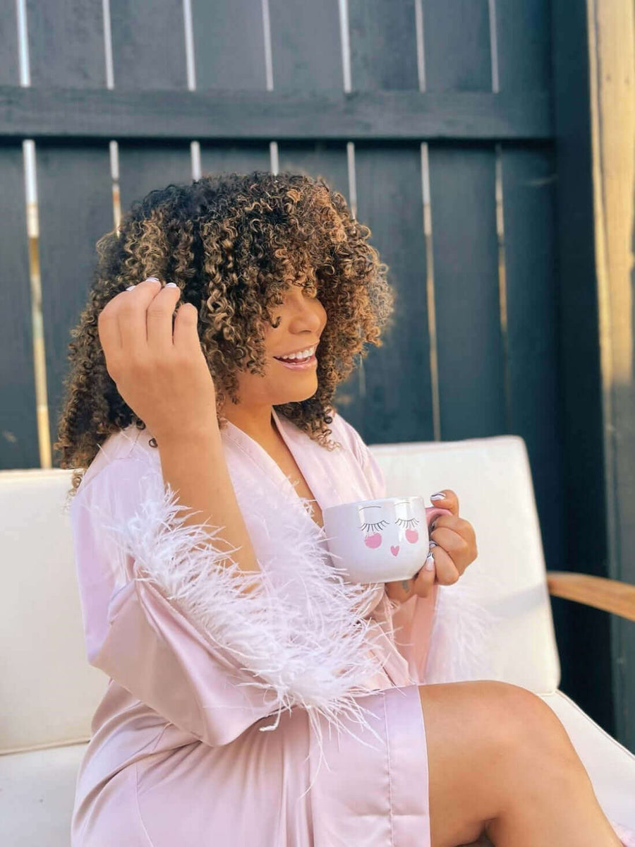 Feather Trim Pink Robe | Robes For Bridal Party | Summer Robes For ...