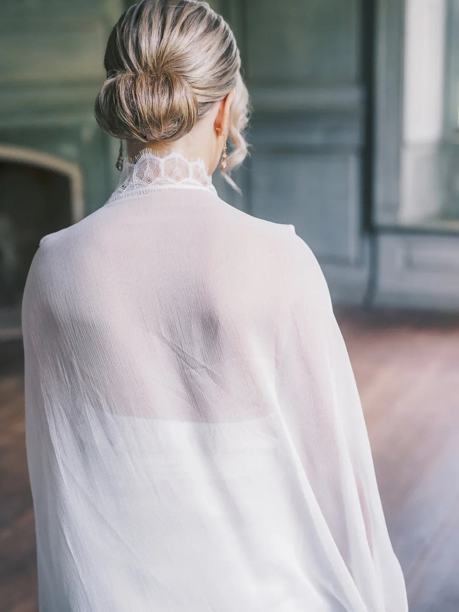 White Cape Bridal Robe
