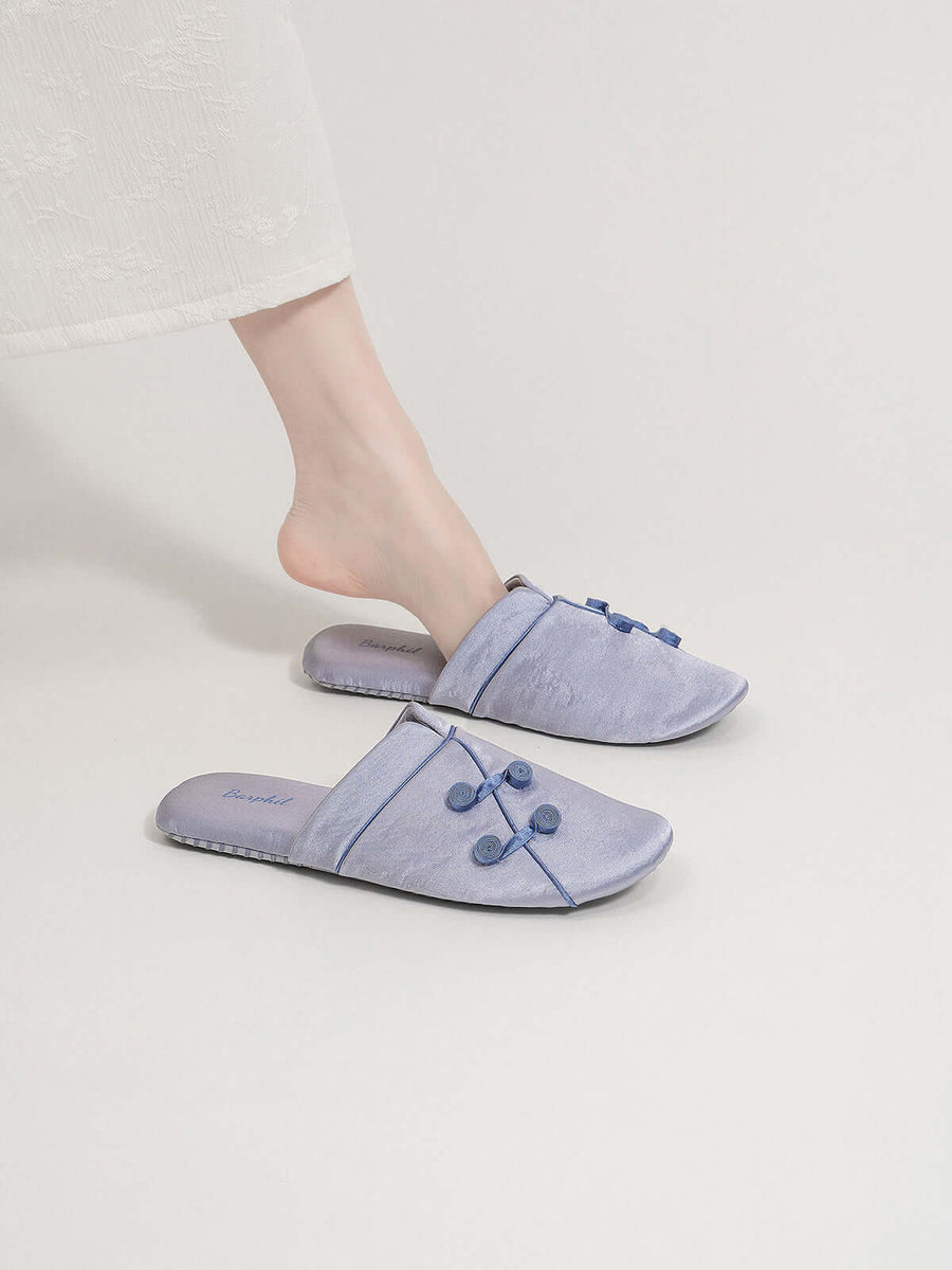 Qipao Collar Buckle Asian Style Slippers