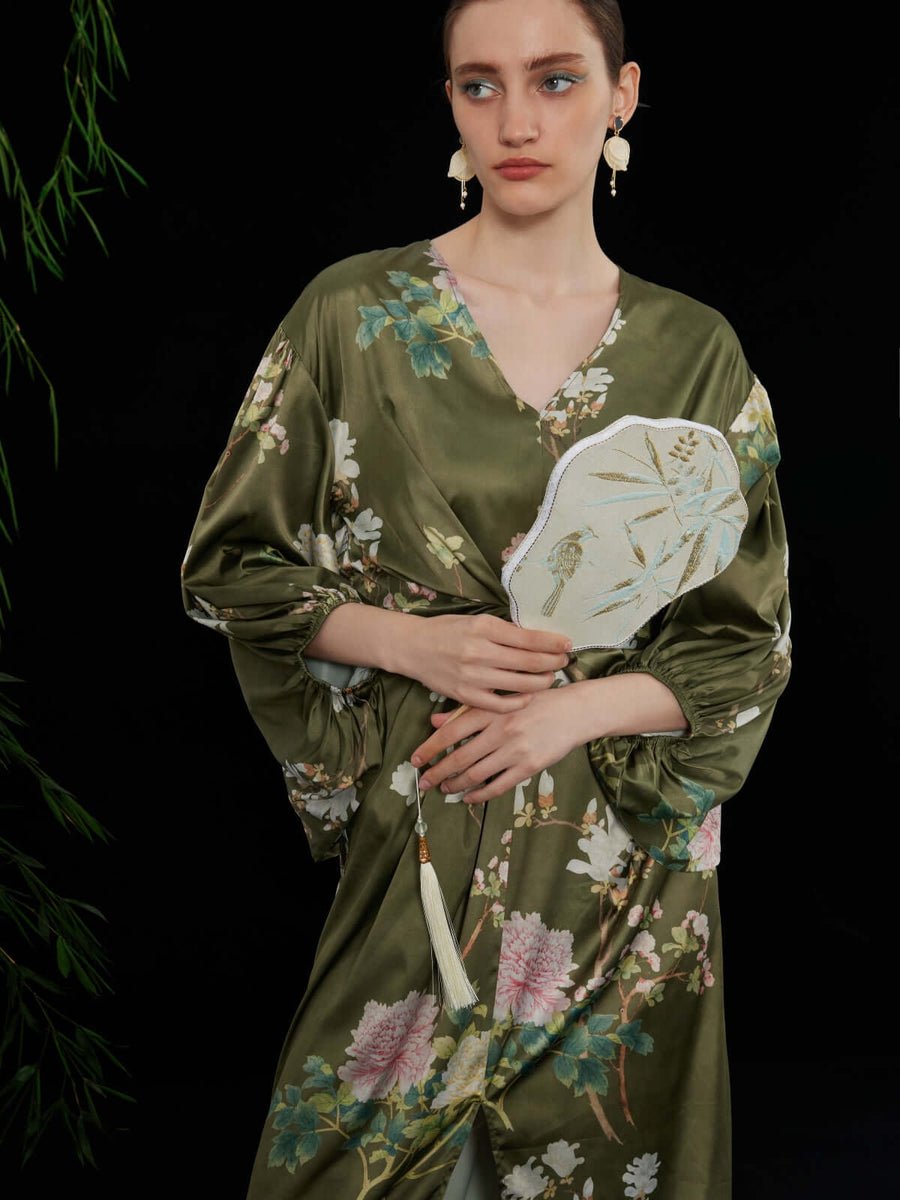 Oriental Floral Lantern Dress