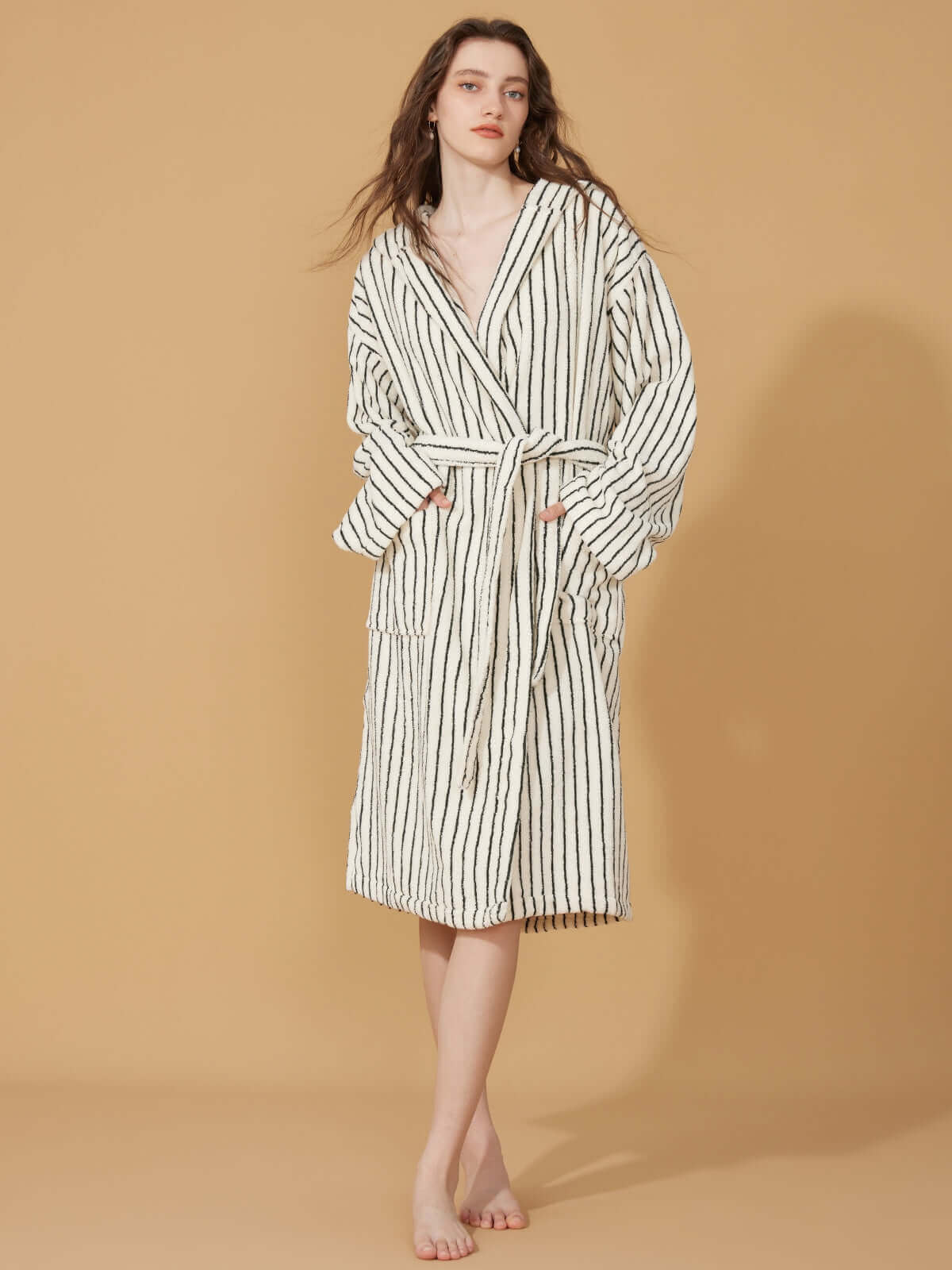 Organic Cotton Striped Bathrobe