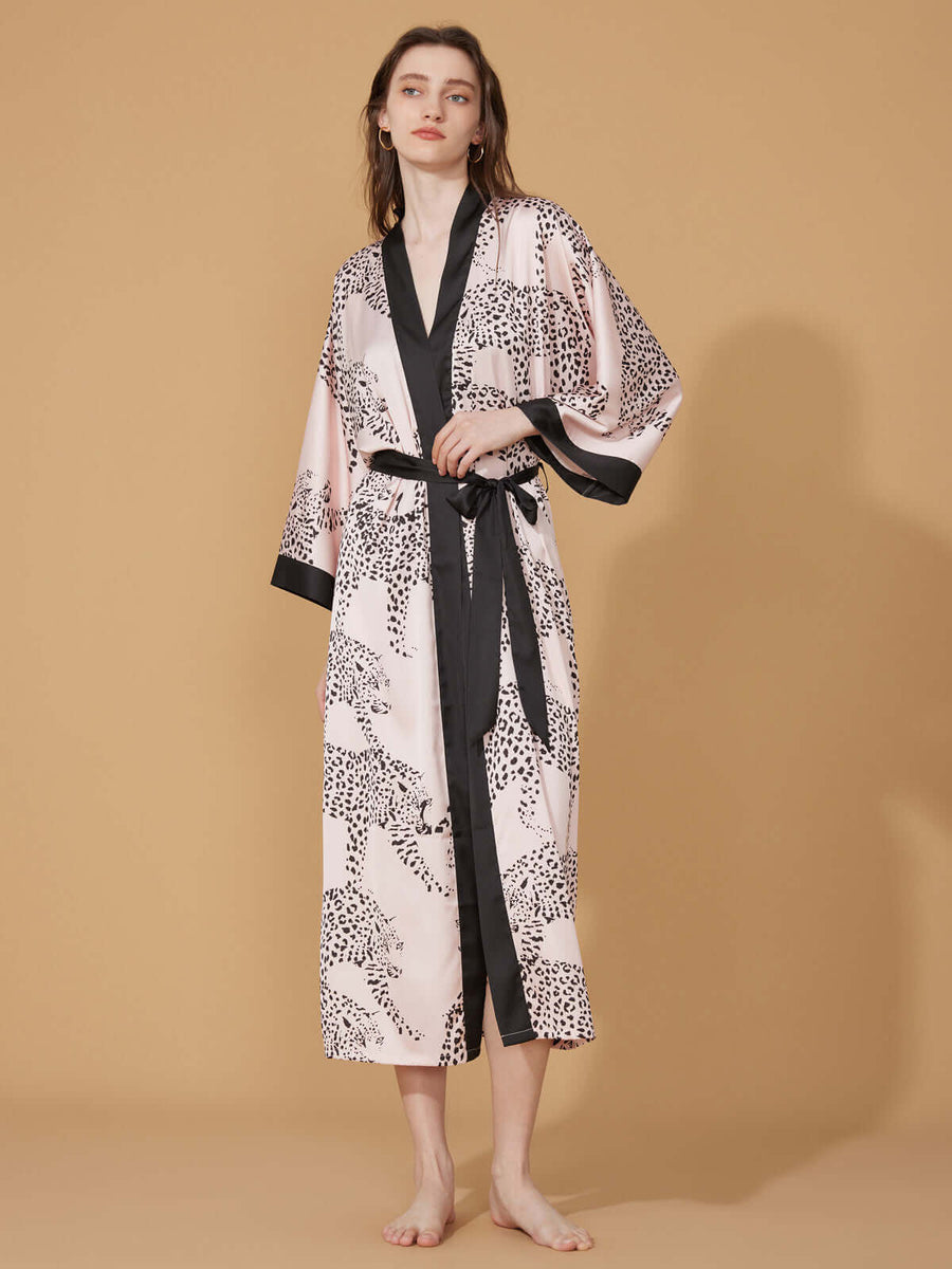 Leopard Changing Robe Leopard Print Dressing Gown | Pink Robe Kimono | Bridal Party Robes ...