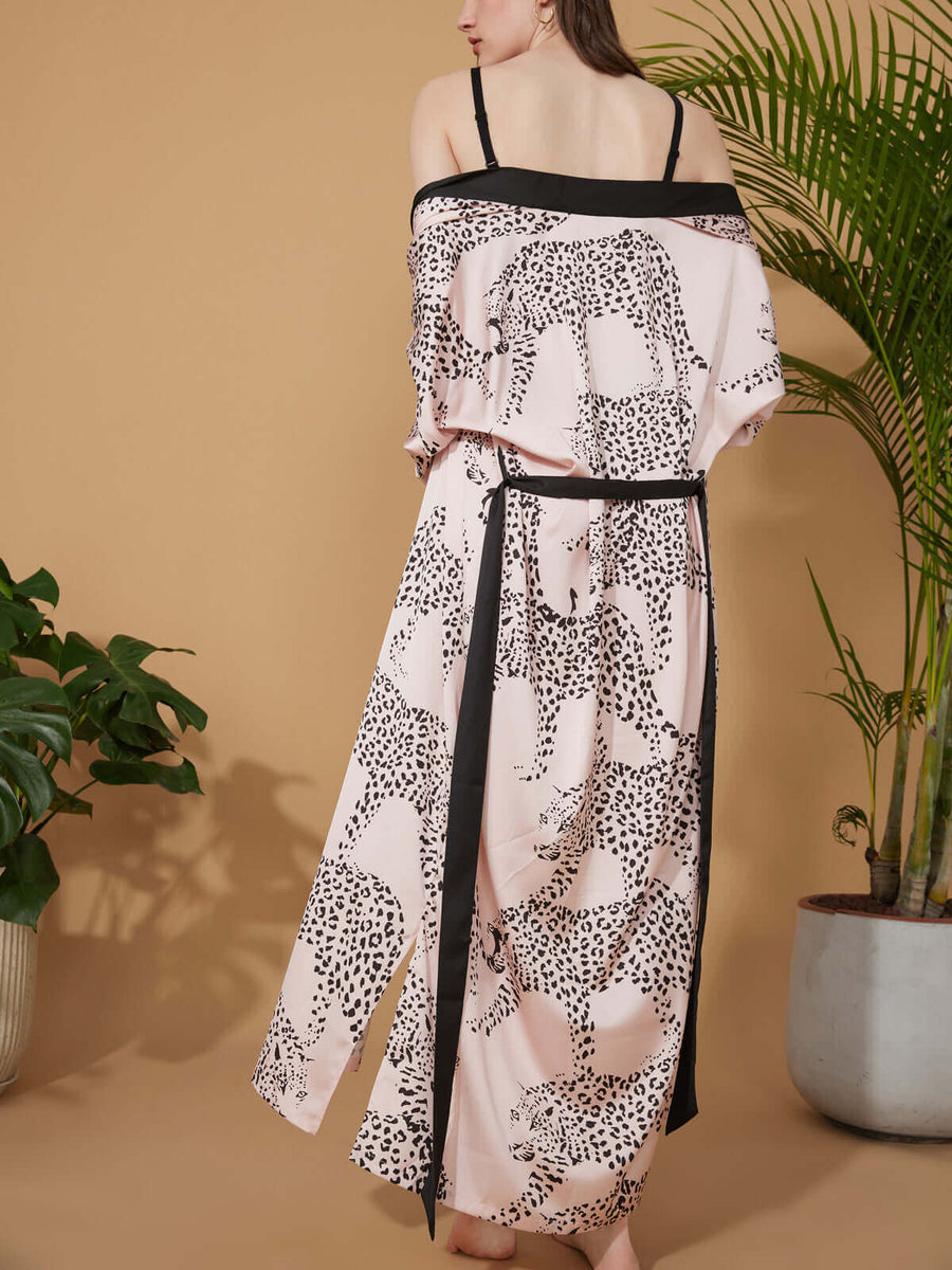Pink Leopard Robe Leopard Print Dressing Gown | Pink Robe Kimono | Bridal Party Robes ...