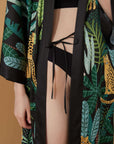 Black Leopard Kimono Robe
