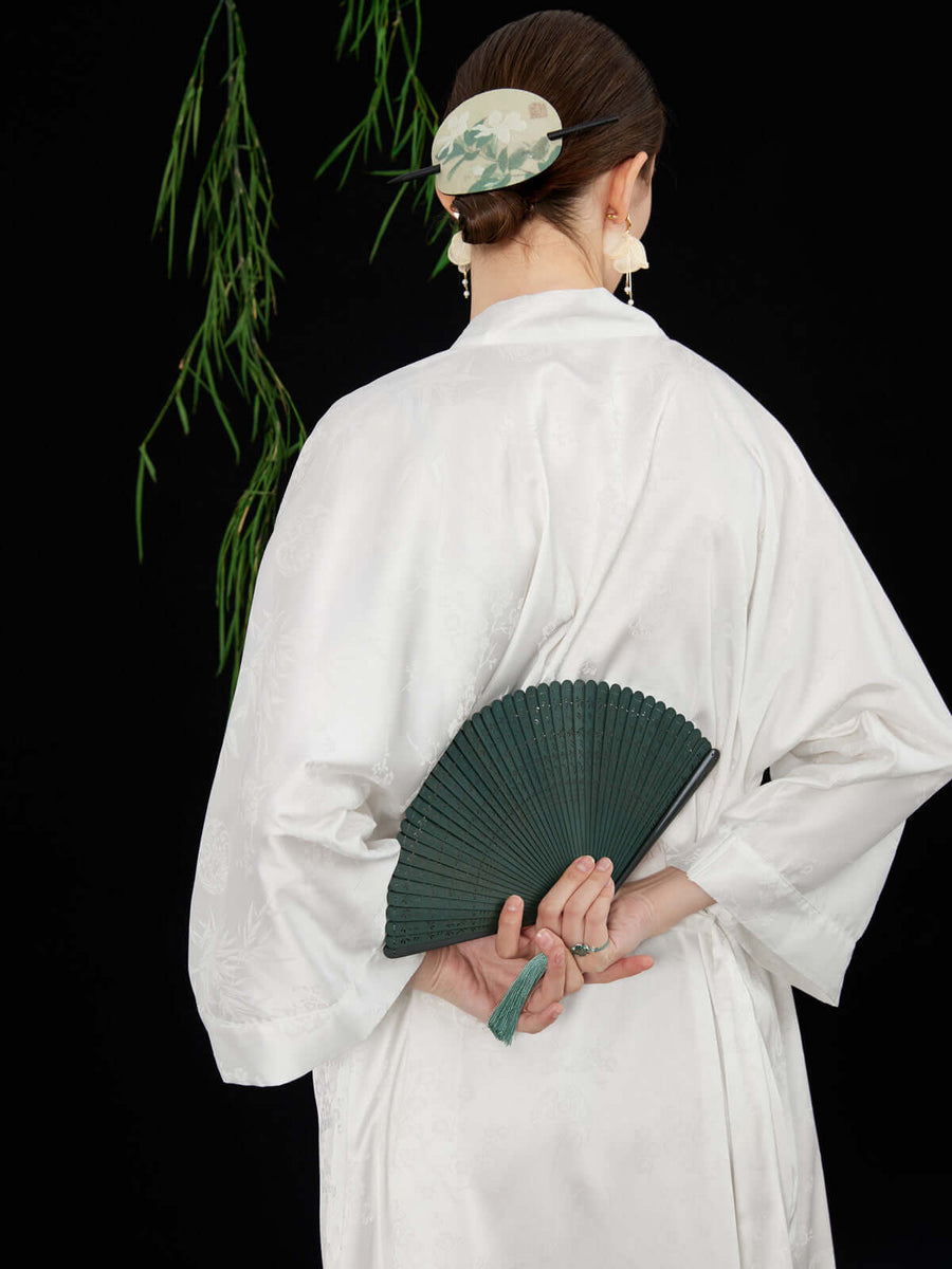 Oriental Jacquard Robe White