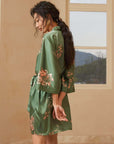 Short Kimono Robe Olive