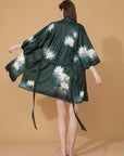 Short Kimono Robe White Lotus
