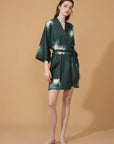 Short Kimono Robe White Lotus