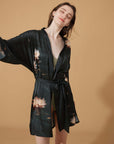 Short Kimono Robe Golden Lotus