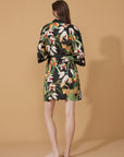 Short Kimono Robe Black Leopard
