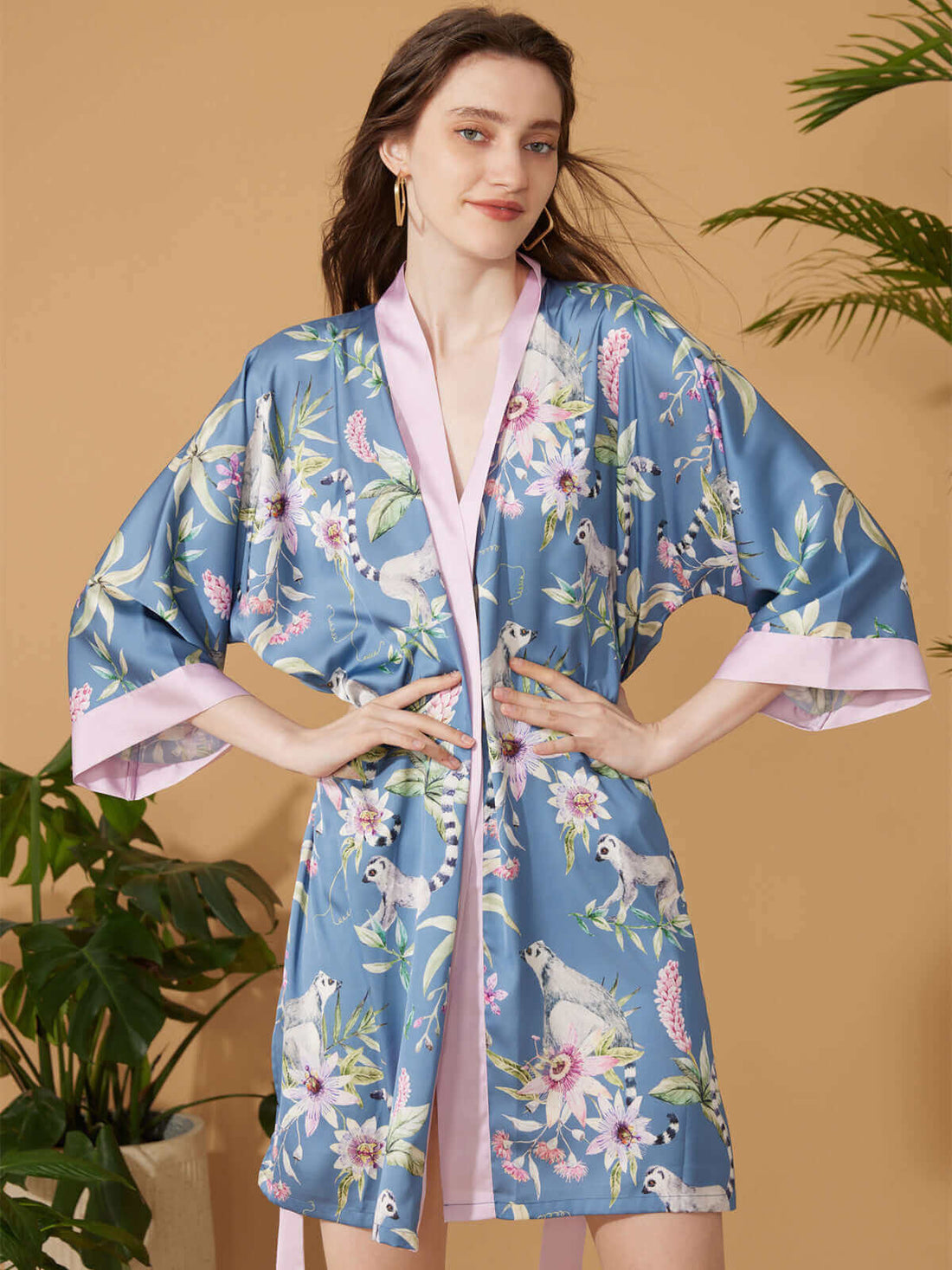 Pinstripe Bath Robe in Forest