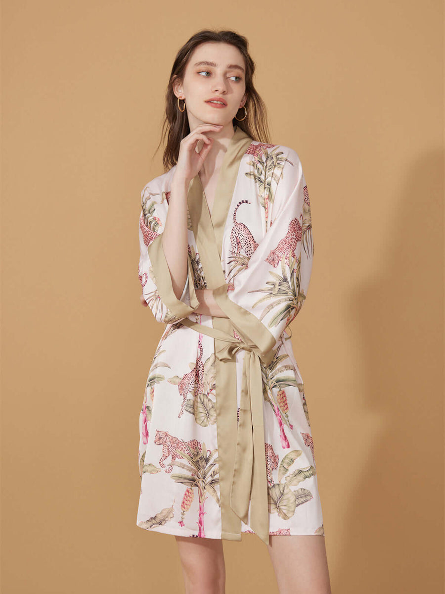 Pink Leopard Robe Pink Leopard Cozy Sleeping Robe | Luxury Kimono Robe for Women - Ulivary