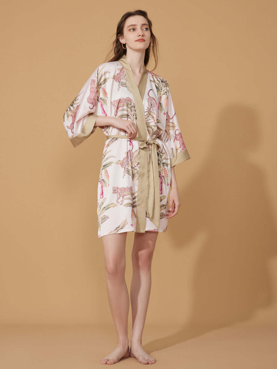 Pink Leopard Robe Pink Leopard Cozy Sleeping Robe | Luxury Kimono Robe for Women - Ulivary