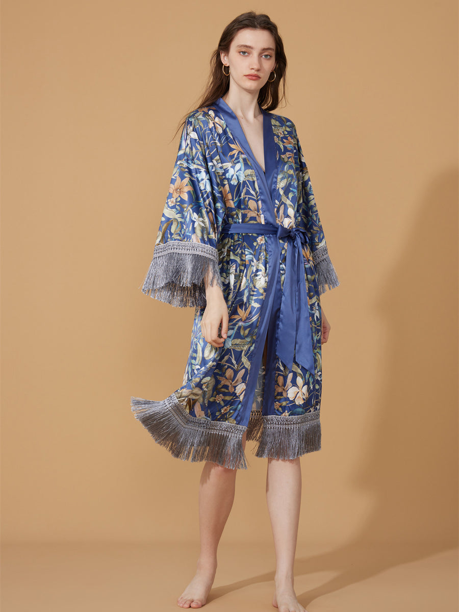 Tassels Floral Kimono Robe
