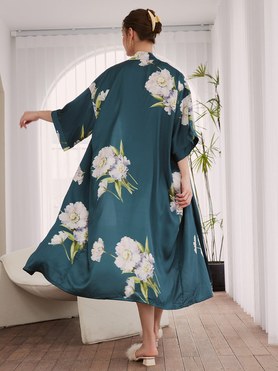 Anemone Silk Kimono Robe - ulivary