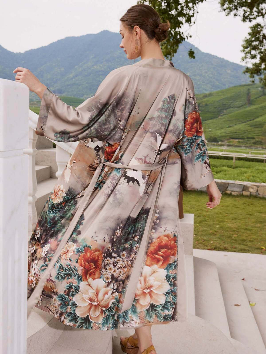 Cherry Blossom Silk Kimono Robe - ulivary