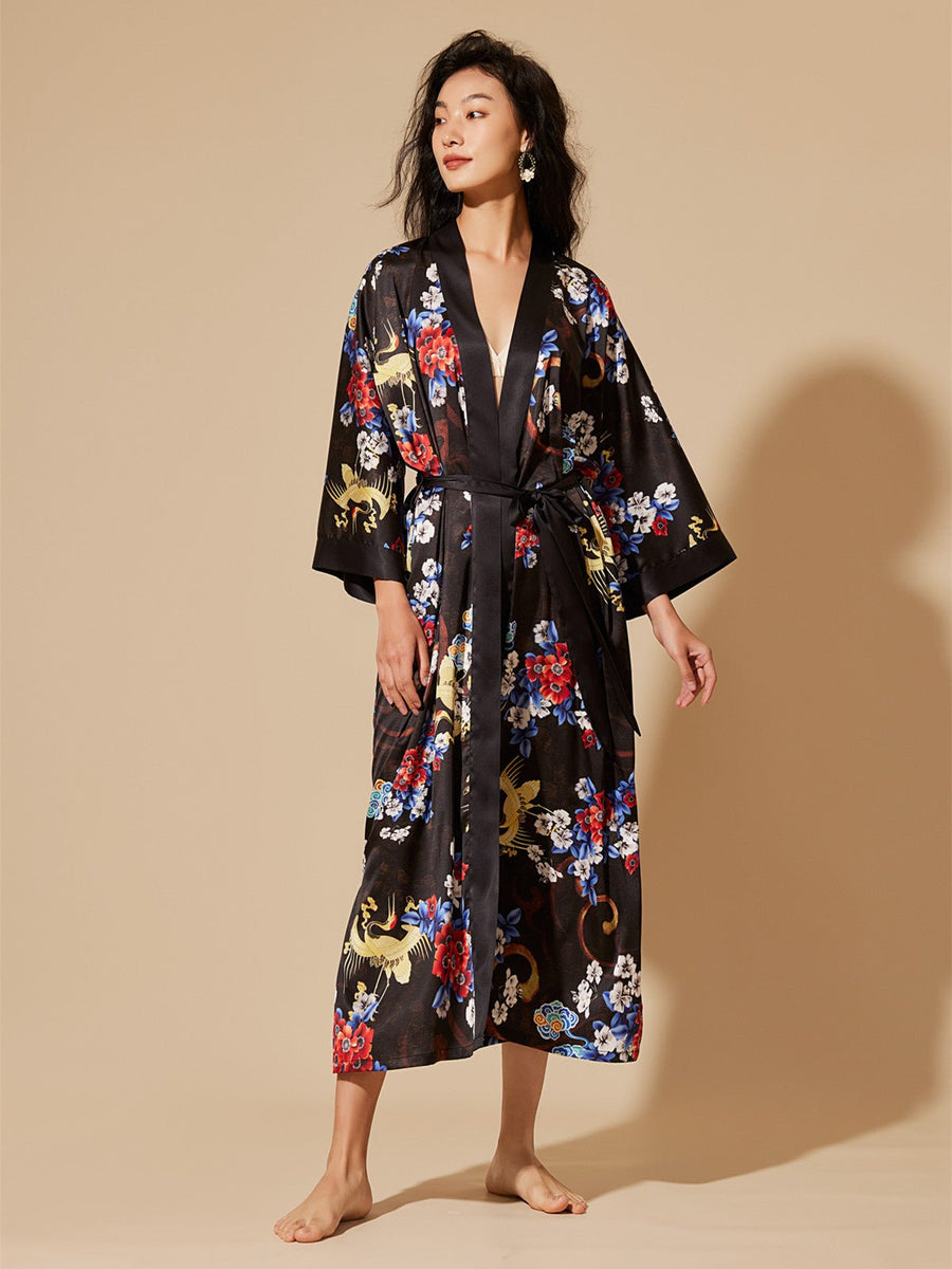 Dragon Floral Kimono Robe - ulivary