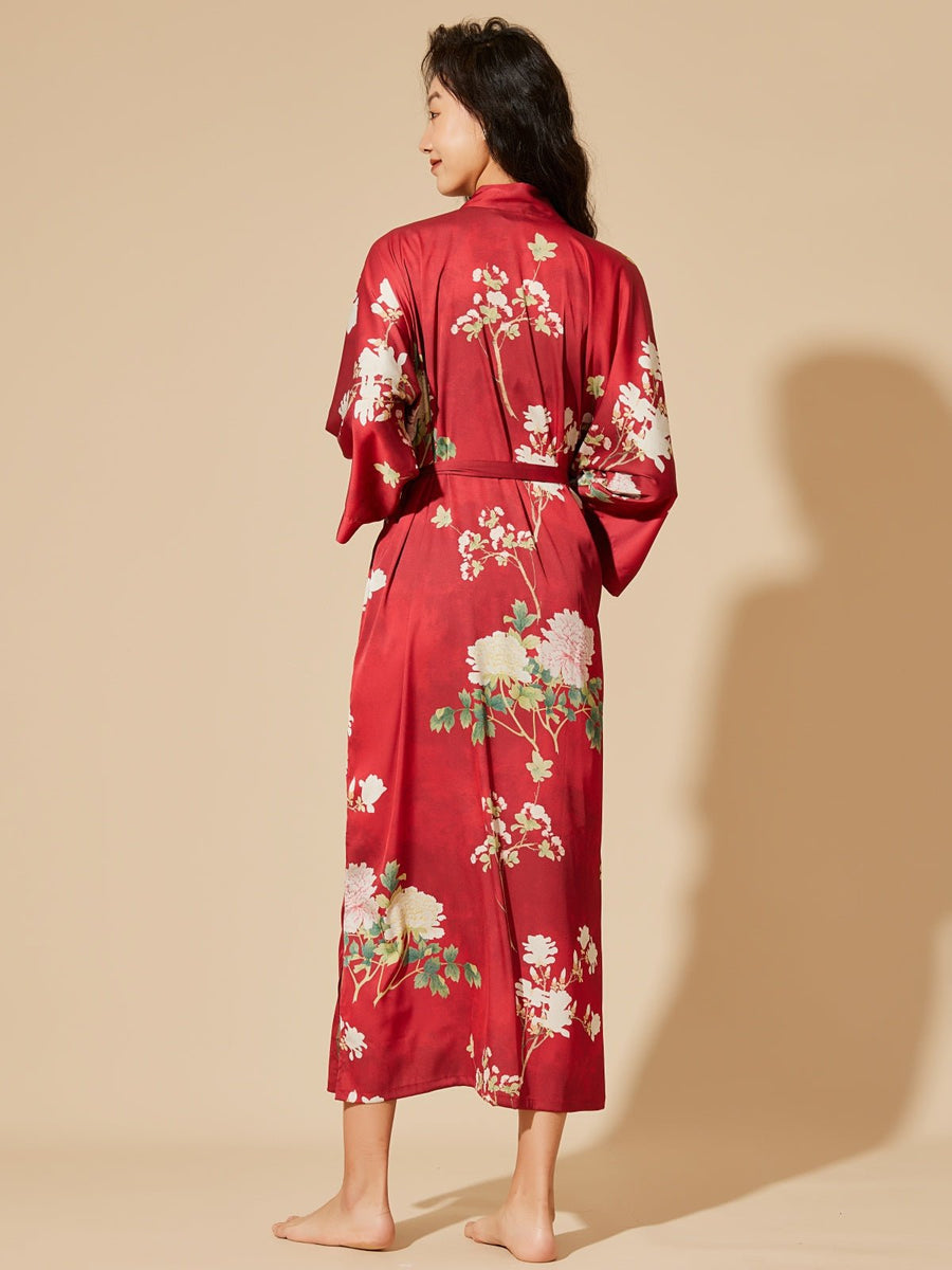 Floral Red Kimono Robe - ulivary