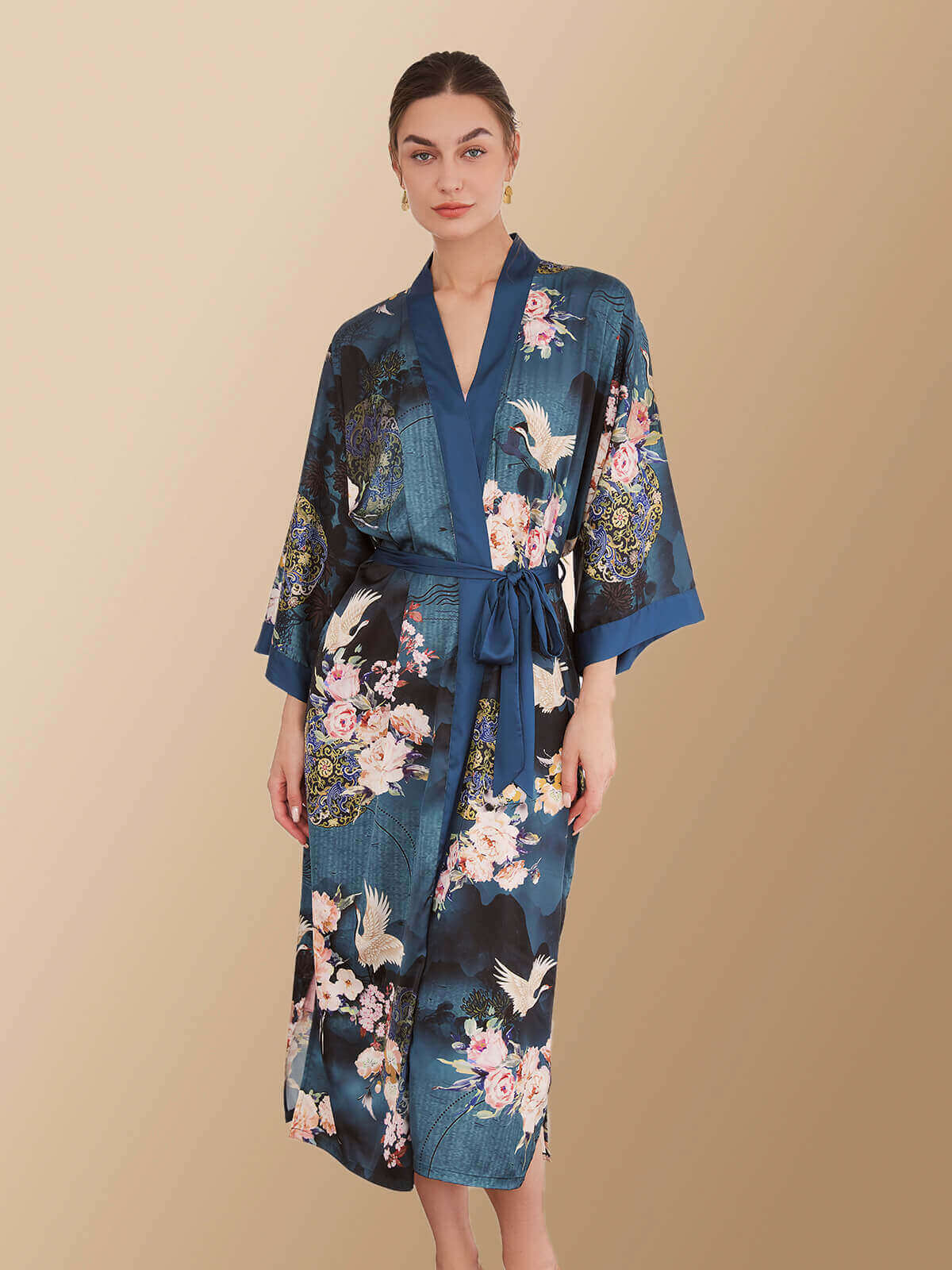 Garden Crane Kimono Robe