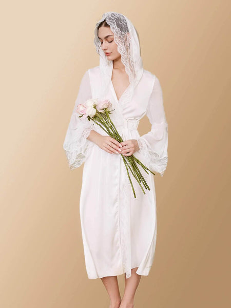 Pretty Brunette Bride Silk Dressing Gown Stock Photo 1509653942 |  Shutterstock