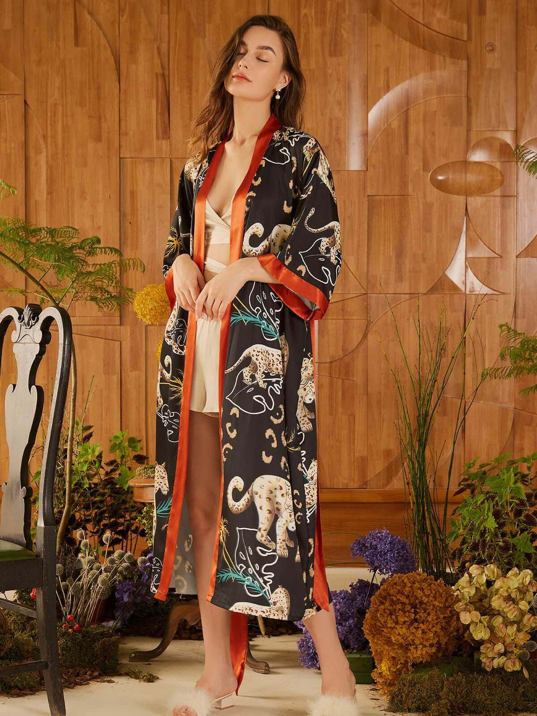 Cozy Beach Kimono Robe | Best Bath Leopard Robe - Ulivary
