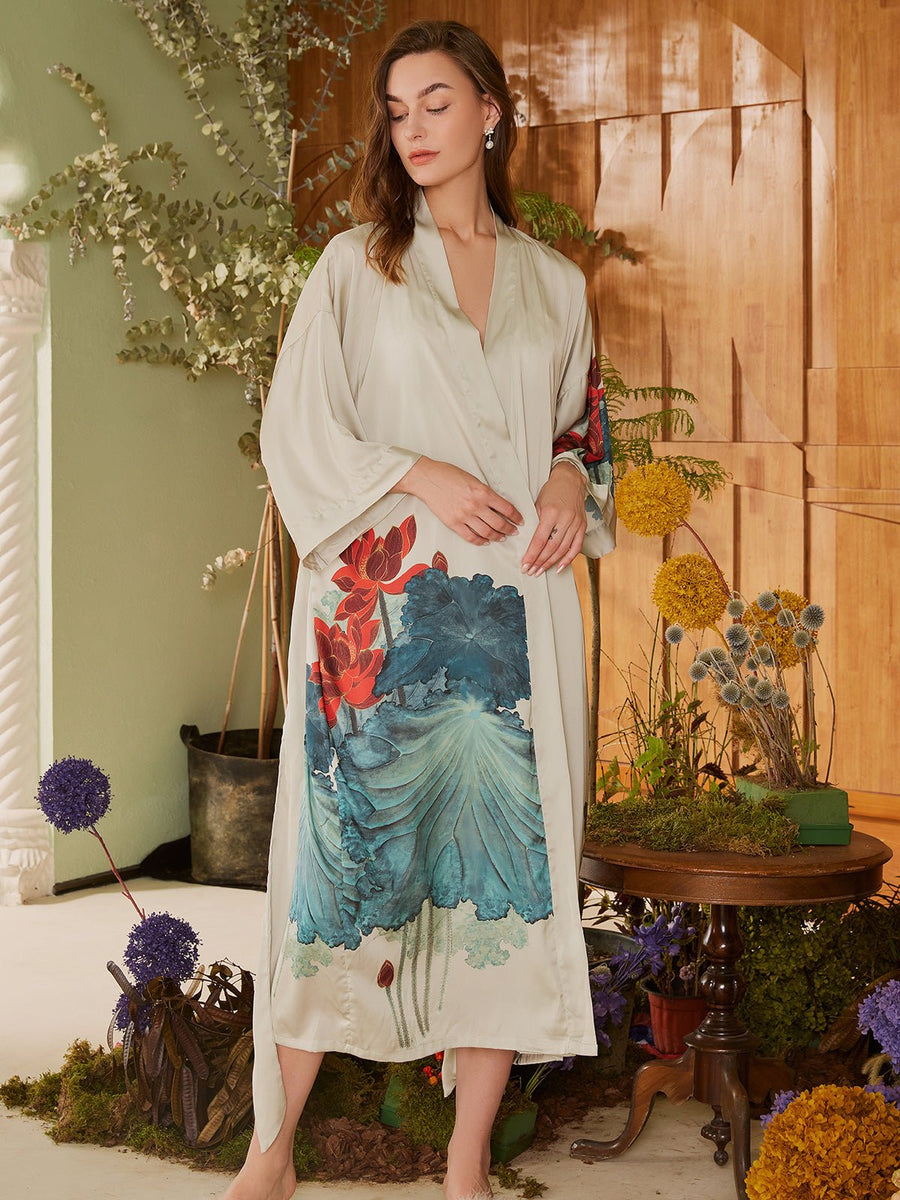Lotus Silk Kimono Robe - ulivary